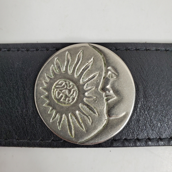 Levi's Accessories - Vintage Levis Black Leather Moon & Sun Star Buckle Belt